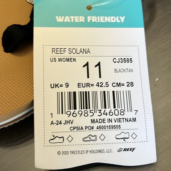 Reef Solana Sandal, New With Tag- Black / Tan (Woman) - Picture 9 of 9